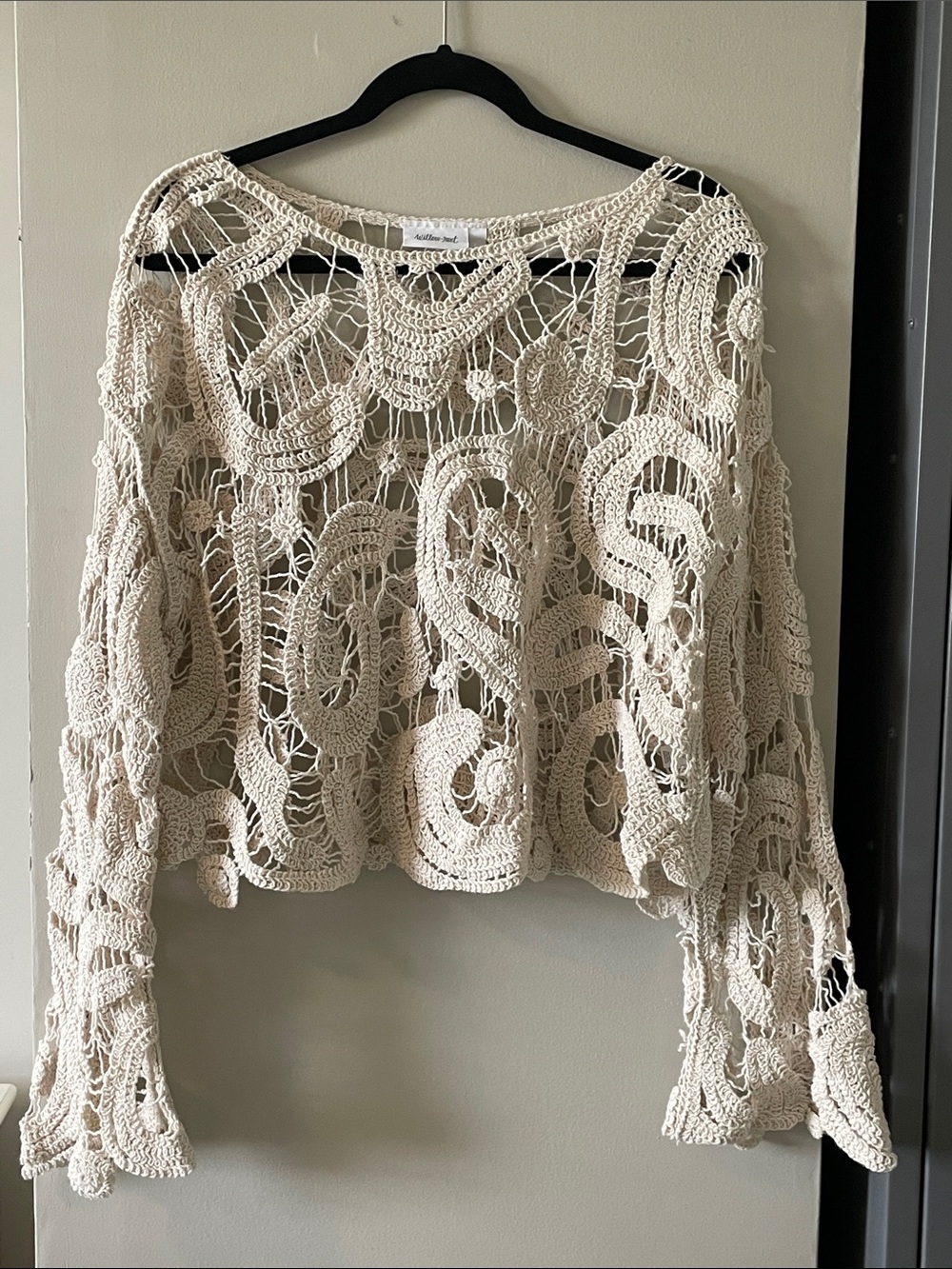 Crochet Open Weave Scalloped Sweater - Picture 2 of 6